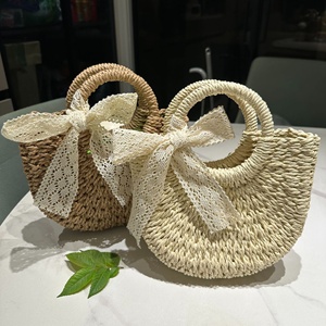 Bolso de paja retro de gran capacidad para mujer, estilo retro, de moda, con dos correas, de encaje, para invierno, tendencia transfronteriza, estilo celebridad de internet - Product Image 2