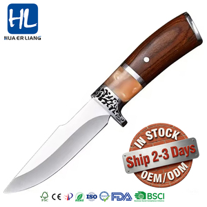 Cuchillo Plegable Profesional HL para Acampar al Aire Libre con Mango de Madera Pintada y Goma/G10, Hoja de Acero Inoxidable 4Cr14, Cuchillo de Bolsillo - Product Image 1