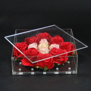 Customized 25 Holes <b>Clear</b> Perspex Acrylic Rose <b>Gift</b> Cases Flower <b>Box</b> Store Display Stand for - Product Image 5