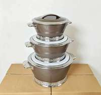 Nuevo Juego de Ollas Térmicas Premium con Detalles Plateados de 2.5L, 4.5L y 6.5L para Mantener Alimentos Calientes, Ideal para Catering y Fiestas en África