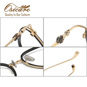 Lunettes de vue de marque pour hommes, monture complète dorée, style vintage, en titane, pour personnes âgées - Product Image 4