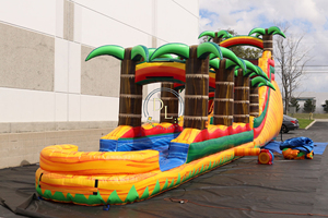 Scivolo d'Acqua Gonfiabile Gigante in PVC per Uso Commerciale, Design Foresta Tropicale con Palme, 66x16x24ft, Certificato CE, Alta Capacità - Product Image 5