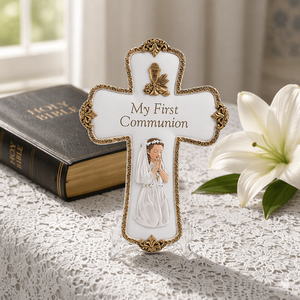 เรซินที่ไม่ซ้ำกัน My First Communion Praying Girl ศา<span class=keywords><strong>ส</strong></span>นา Wall Cross - Product Image 2