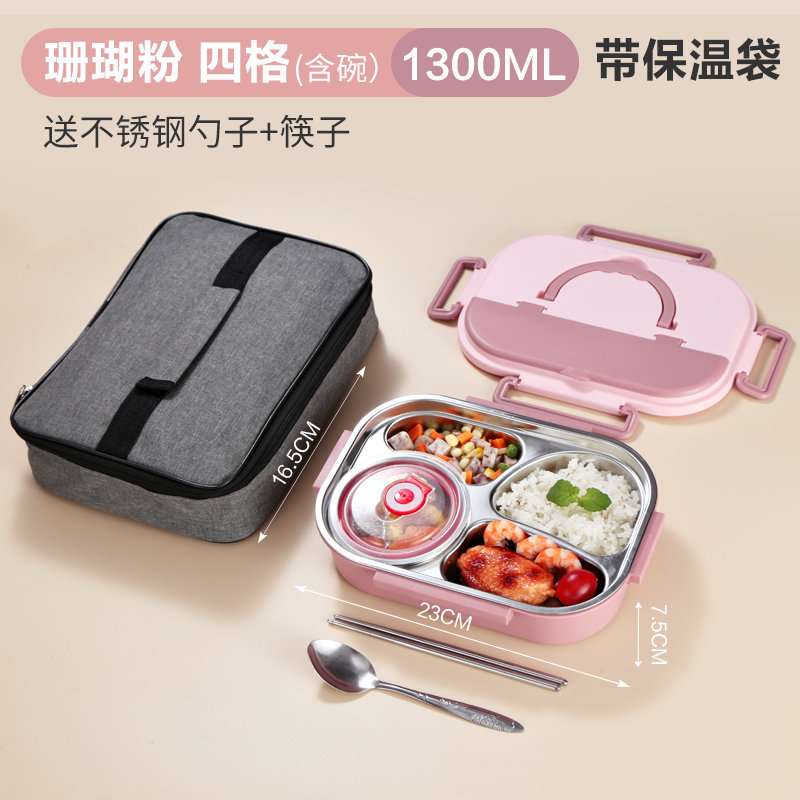 Rose corail quatre compartiments + sac isotherme