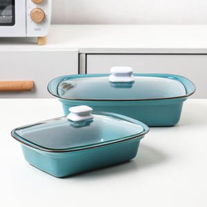 Alta calidad elegante estilo moderno cocina horno resistente al calor rectángulo antiadherente cerámica bandeja para hornear con cubierta - Product Image 2