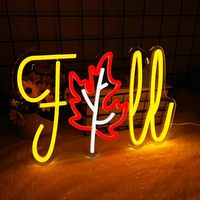 Neonawall En gros, Enseigne néon LED Feuille d'érable « Automne », Lumière décorative murale pour les festivals d'automne et la vente de produits de Noël