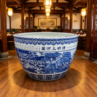 Grand bassin en porcelaine décorative multicolore de Jingdezhen, grand récipient en céramique pour hall, Feng Shui, cour, aquarium, décoration intérieure