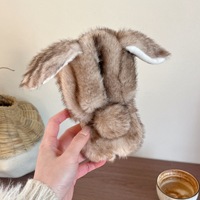 Coque de protection antichoc en peluche lapin couché en fausse fourrure de vison pour iPhone 15 16 17 18 Pro Max 14 13