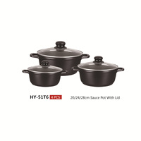 Marmite à soupe et fondue japonaise en aluminium antiadhésive avec couvercle en verre, revêtement plasma, compatible avec les cuisinières à induction et les flammes ouvertes