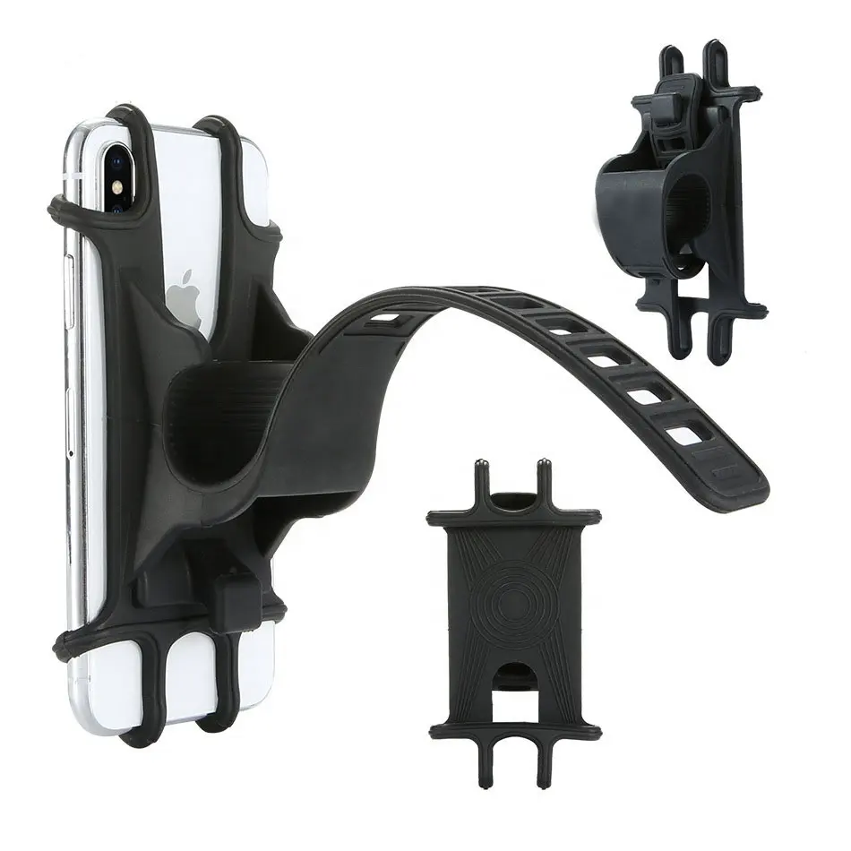 Supporto per manubrio per bicicletta con cinturino in Silicone supporto per telefono cellulare personalizzato per bici supporto per telefono in Silicone