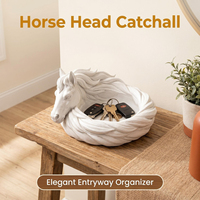 Élégant plateau de rangement en résine blanche en forme de tête de cheval pour console d'entrée et décoration intérieure