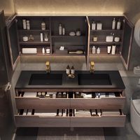 Mueble de Baño de Pared Estilo Italiano Ecológico Resistente al Agua con Lavabo de Cerámica, Espejo Inteligente, Ideal para Hoteles y Apartamentos