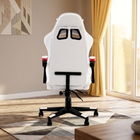 Chaise de jeu ergonomique minimaliste moderne en cuir PU avec dossier ailé réglable en hauteur, accoudoirs inclinables et pivotants