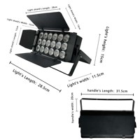 Luz LED Plana XJ 18x12W RGBW 4 en 1 con Puertas de Barn Door, Mezcla de Color Uniforme, Iluminación DMX512 para Escenarios, Estudios y Transmisiones de TV