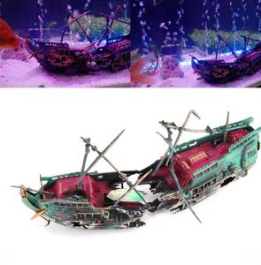 Barco de decoración de acuario grande, barco de plástico para acuario, barco de aire dividido, decoración de tanque de peces, hundimiento, herramienta de proveedores - Product Image 2