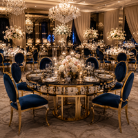Table de réception ronde de luxe en acier inoxydable doré pour événements de mariage et hôtels