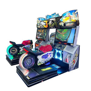 Console de jeu vidéo de course interactive 3D, style arcade rétro classique, à monnayeur, avec fonctionnalités sportives complètes et de conduite ultra-émotive - Product Image 1