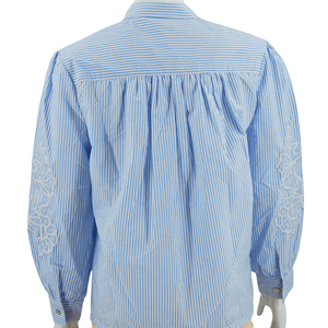 Nuova Camicetta Casual Personalizzata ODM con Stampa Floreale e Righe, Maniche Lunghe con Volant in <span class=keywords><strong>Pizzo</strong></span>, Abbigliamento Femminile - Product Image 4