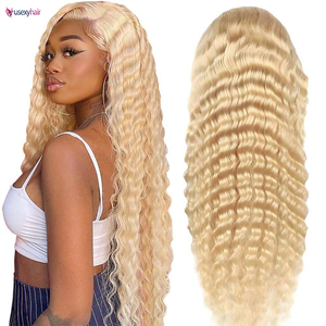วิกผมลอนลึกสีบลอนด์ 613 <span class=keywords><strong>ผม</strong></span>แท้ 13x4 HD Lace  ไม่ต้องใช้กาว  ถอนขนมาแล้ว  พร้อมสวมใส่  ความหนาแน่น 180% วิกผมหน้าผากแบบลูกไม้  ขายส่งจากผู้ผลิต - Product Image 2