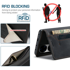 Autspace Retro PU da điện thoại di động Trường hợp đối với Huawei P50 Pro RFID tiền từ hóa đơn Carry Cover điện thoại di động Túi - Product Image 3
