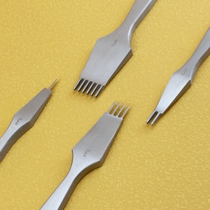 Dụng Cụ Đục Thủ Công Bằng Da Khắc Xiên Phẳng Pháp Đánh Bóng Răng Bằng Thép Chết Thủ Công Tự Làm Cắt Kim Cương - Product Image 3