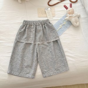 TongXingYuan Baby Girls Summer Two Piece Set Short Sleeve Top Wide Leg Pants Breathable Korean Style - Product Image 3