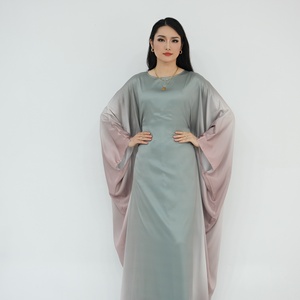 2024 EID nueva mariposa Ombre Abaya mujeres vestido musulmán Dubai mangas de murciélago de talla grande satén Kaftan vestidos de mujer - Product Image 4