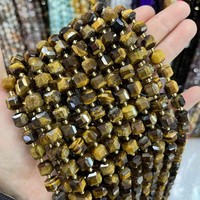 Perles cubiques à facettes de 8 mm en Jaspe Dalmatien et Quartz Porte-Bonheur pour la fabrication de bijoux - Vente en gros