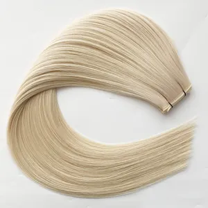 Haiyi Silky Straight Platinum Blonde #60 20g 18Inch Invisible Sew In Genius Weft Human Hair Extension For Salon