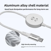 Câble USB-C vers USB-C de 1,5 mètre, 100 W, en alliage de zinc, charge rapide, chargeur sans fil magnétique 2 en 1 pour montre connectée