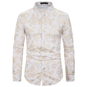 ファンシーとトレンディ長袖シャツカジュアルゴールド花柄男性 - Product Image 5