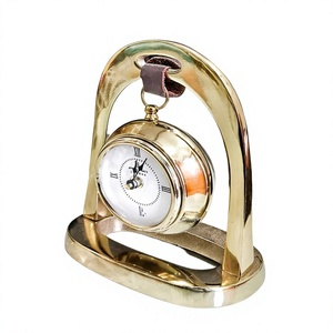 Reloj de Escritorio de Latón con Diseño Circular, Estilo Moderno, Movimiento Digital, Retroiluminación Silenciosa, Visualización de Agujas, Funciona con Batería - Product Image 1