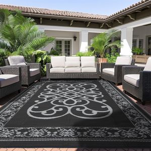 Jacquard 6x9 ft Ngoài Trời Đảo Ngược nhựa rơm thảm không thấm nước lớn Patio thảm cho RV cắm trại sân sau boong bãi biển dã ngoại - Product Image 3