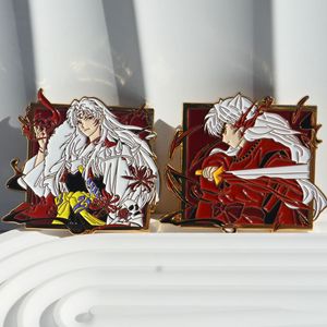 2 Model Pin Anime Inuyasha Sesshoumaru Bros Lencana Enamel Hadiah Cosplay Bros Topi Dekorasi Pakaian Aksesori Perhiasan - Product Image 1
