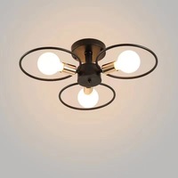 Lampe de plafond en fer noir à trois anneaux de style nordique, lustre créatif pour chambre à coucher, salle à manger, salon, décoration intérieure