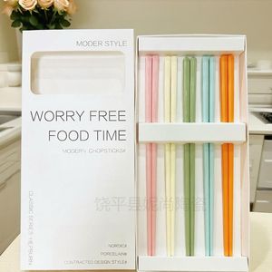 Ceramic Chopsticks Gift <b>Box</b> <b>Macaron</b> Color Food Grade Non Slip Household Tableware For Child Use - Product Image 1