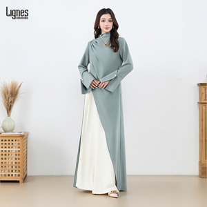 Lignes Lüks Abaya Özel ve Üst Düzey Büyük Beden Tesettür <span class=keywords><strong>2</strong></span> Parça Takım Müslüman Kadınlar İçin Arap Kadınları Abaya Elbisesi - Product Image 4