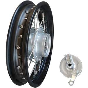 Moyeu de roue avant de moto tout-terrain 12 pouces, moyeu en fer pour frein à tambour 1,85x12 pouces, composants de couvercle de moyeu, indice de charge 55, ajustement universel - Product Image 1