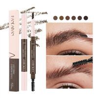Crayon à sourcils double embout transfrontalier Handaiyan, pointe rigide pour sourcils sauvages, longue tenue, waterproof, avec brosse à sourcils inclinée