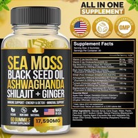 Gummies de mousse de mer 13-en-1 : Complément immunitaire et énergétique minéral avec Shilajit, gingembre, Ashwagandha, huile de nigelle
