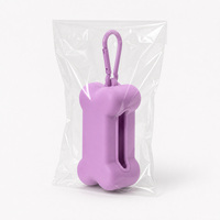 Porte-sacs à déjections pour chiens et chats en silicone léger et portable, avec clip pour laisse, pour nettoyage des excréments d'animaux en extérieur, réutilisable