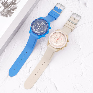 Bracelet de montre en caoutchouc coloré 20 mm pour <span class=keywords><strong>femme</strong></span>, extrémités courbées, compatible Omega <span class=keywords><strong>Swatch</strong></span> Joint Moonswatch Orologio - Product Image 3