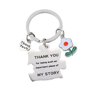 Porte-clés floral en acier inoxydable gravable, pendentif souvenir d'appréciation pour les enseignants et les diplômés - Product Image 2