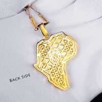 Joyería de Hip Hop Chapado en oro Iced Out Cubic Zircon Bestfriends 925 Plata África Imprimir Mapa León Cadena Colgante Collar