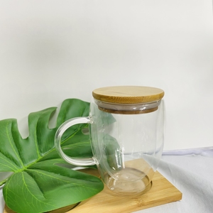 L 350ml isolato tazze da caffè in <span class=keywords><strong>vetro</strong></span> a <span class=keywords><strong>doppia</strong></span> <span class=keywords><strong>parete</strong></span> trasparente <span class=keywords><strong>tazza</strong></span> da tè con manico in bambù all'ingrosso tazze da caffè - Product Image 3