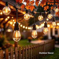 Guirlande lumineuse LED vintage de 28 pieds, 13 ampoules en verre transparent, lumière blanc chaud, étanche IP65, fil noir, dimmable, décoration pour patio et jardin