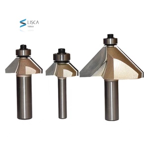Tideway 45 Degree Bevel Edge Forming Chamfer Router Bits with Bearing <strong>Chamfering</strong> CNC <strong>Wood</strong> Cutting <strong>Tools</strong> Woodworking Mill Cutter - Product Image 1