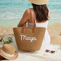 Promo Terbatas! Set Topi Jerami & Tas Pantai Musim Panas untuk Wanita, Aksesoris Vintage, Topi Anti Panas dengan Tas Jinjing Senada untuk Liburan