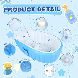 Bañera Inflable de PVC para Bebés, Plegable y Portátil, con Válvula de Seguridad y Bomba, para Recién Nacidos de 0 a 6 Meses - Product Image 4