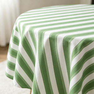 Nappe Ronde Intelligente Jiada 50 Pouces Rayée Verte en Tissu Polyester Imperméable pour Table à Manger - Product Image 2